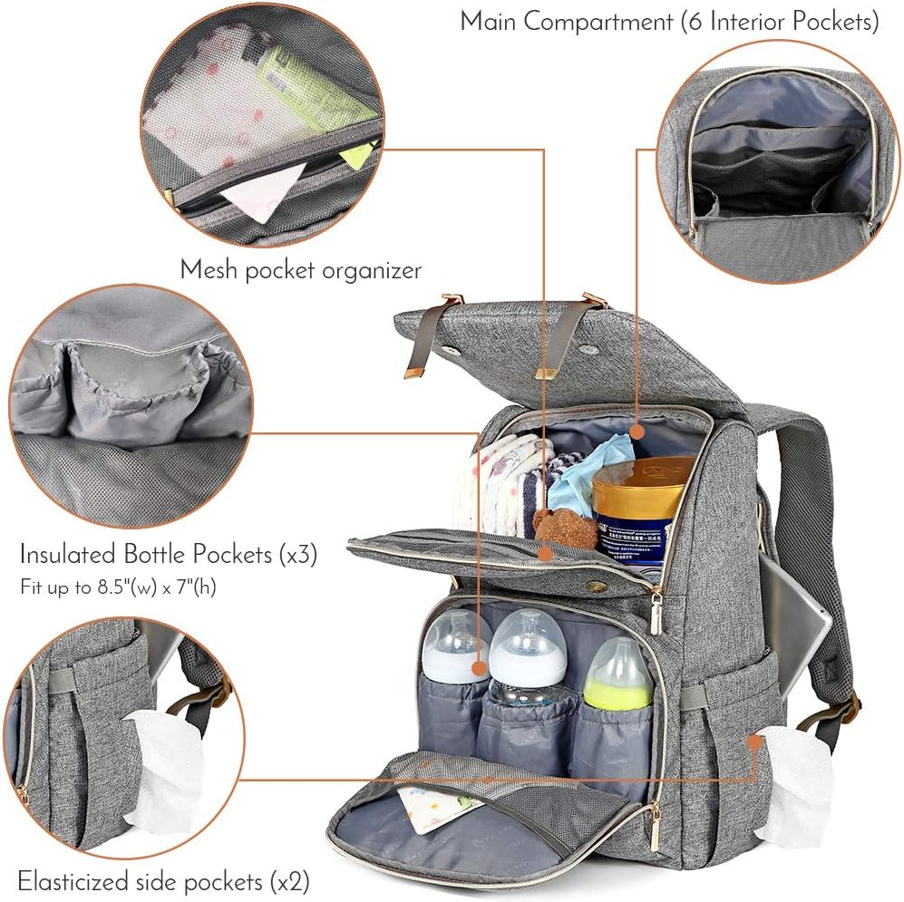 RUVALINO Zaino Fasciatoio – Borsa per il Cambio per Neonati o Bambini –  Grande Zaino Maternità per il Cambio Impermeabile Moderno e Chic – Col.  Grigio : Amazon.it: Prima infanzia