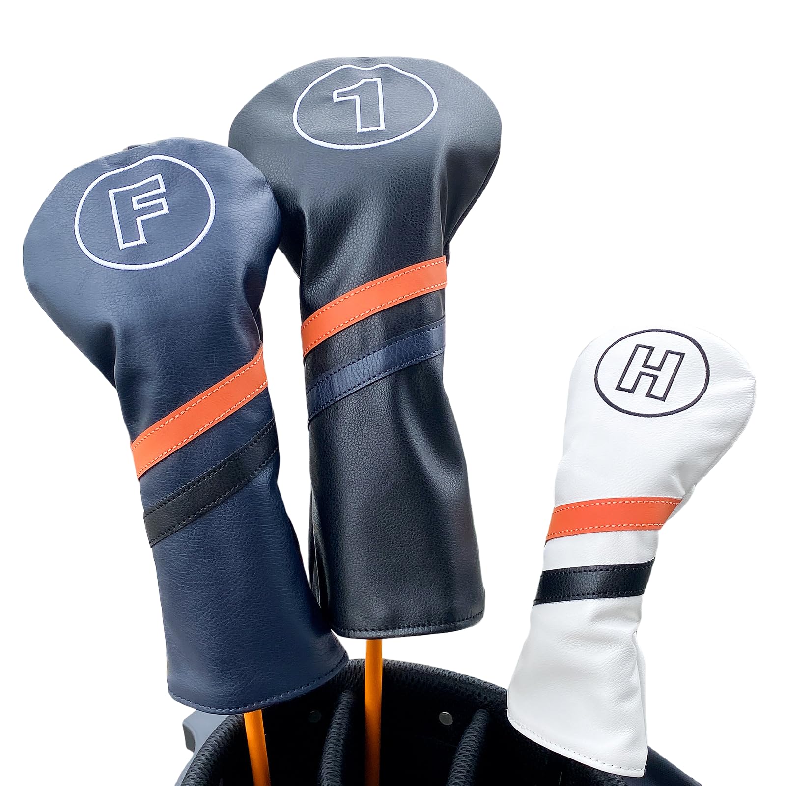 Golf Head Cover Utility Fairway Wood Driver 460cc 440cc Cover FW UT Waterproof Specification Single Set Solid Dark Orange Line : Sports & Outdoors