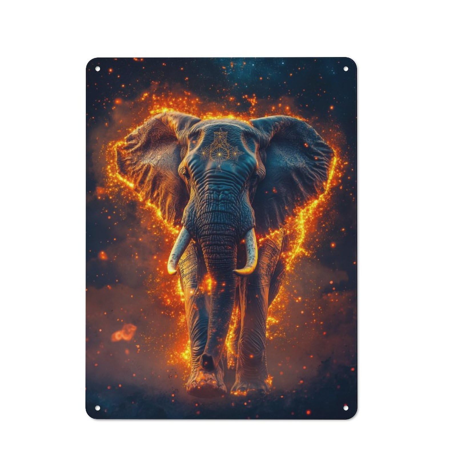 Fiery Elephant Retro Metal Wall Decor 40x30cm, Decorative Tin Plaque for Pub, Home Bar, Shed Or Man Cave