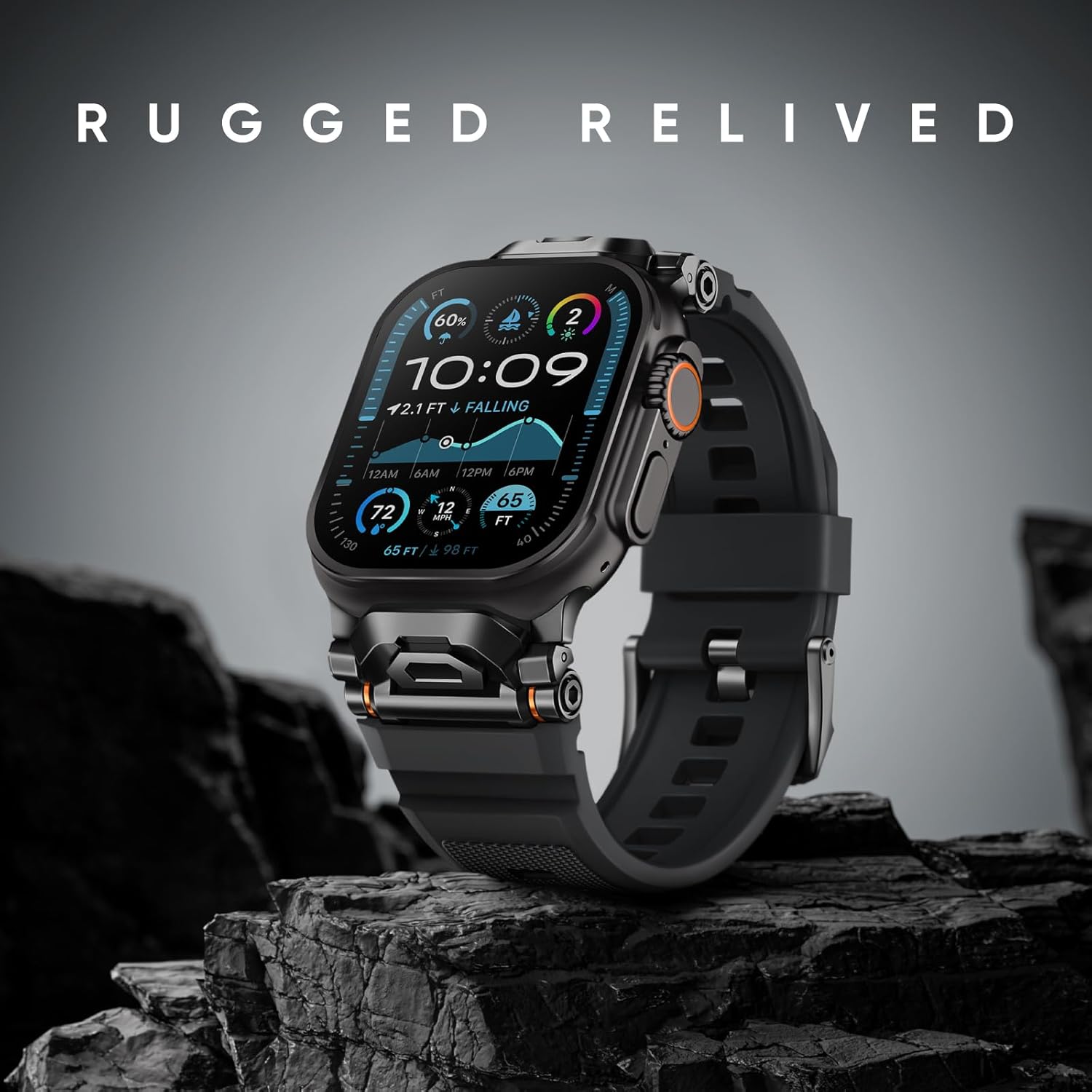 Rugged Bands Compatible for Apple Watch Ultra 3/Ultra 2/Ultra Band 49mm 46mm 45mm 44mm 42mm, Silicone Sport Strap with Durable Stainless Steel Connector for iWatch Series 11 10 9 8 7 6 5 4 3 SE Ultra - Image 4