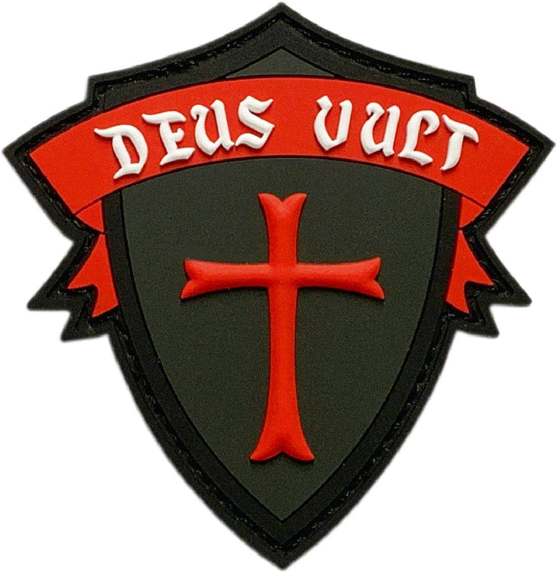Deus Vult Cross Shield Christian Templar Knight in God Wills Patch [PVC Rubber - KT3]