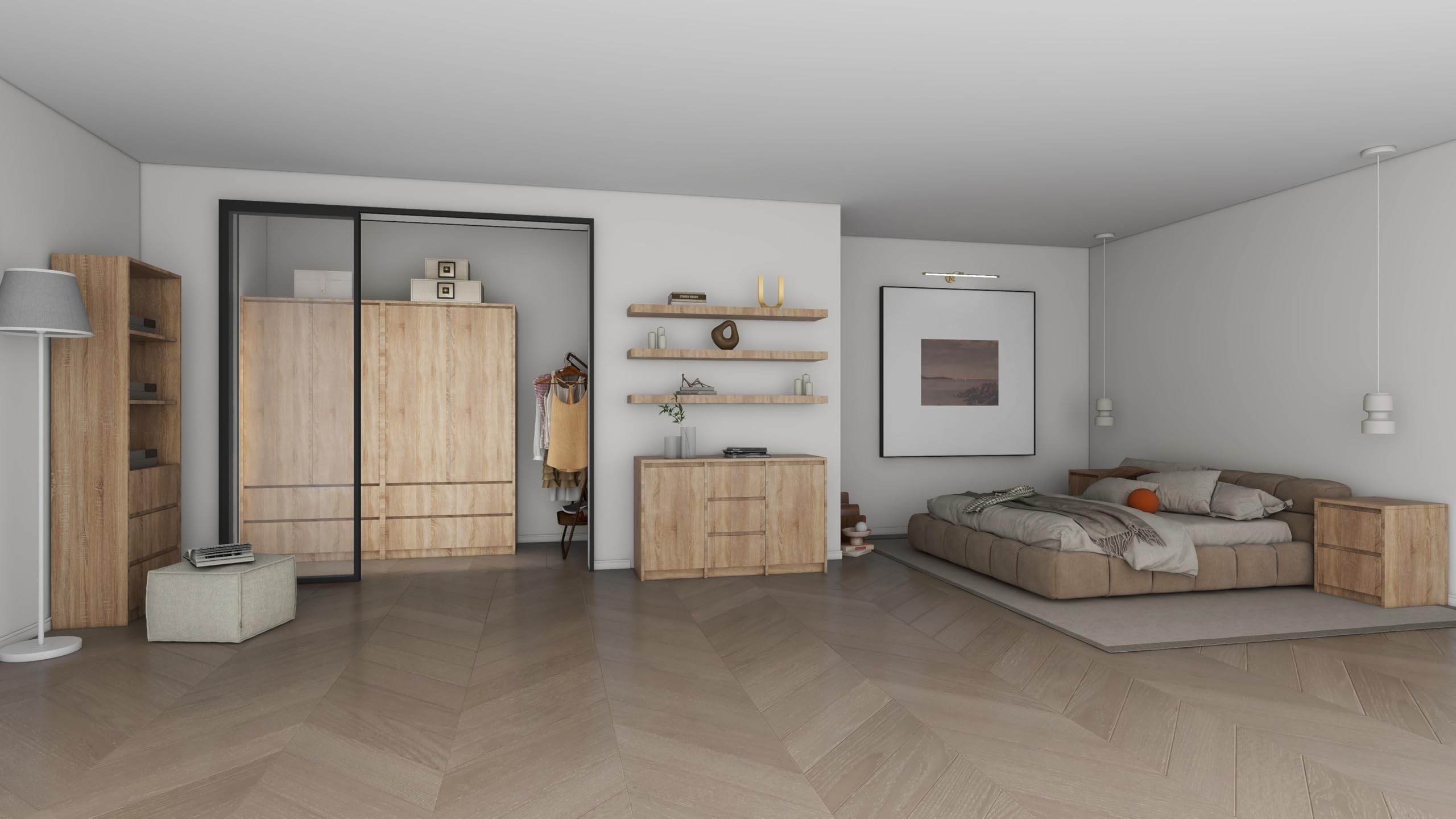 Armoire de chambre 2 portes - 2 tiroirs - 60x35x180 cm - Armoire Armoire de chambre 2 portes - 2 tiroirs - 60x35x180 cm - Armoire