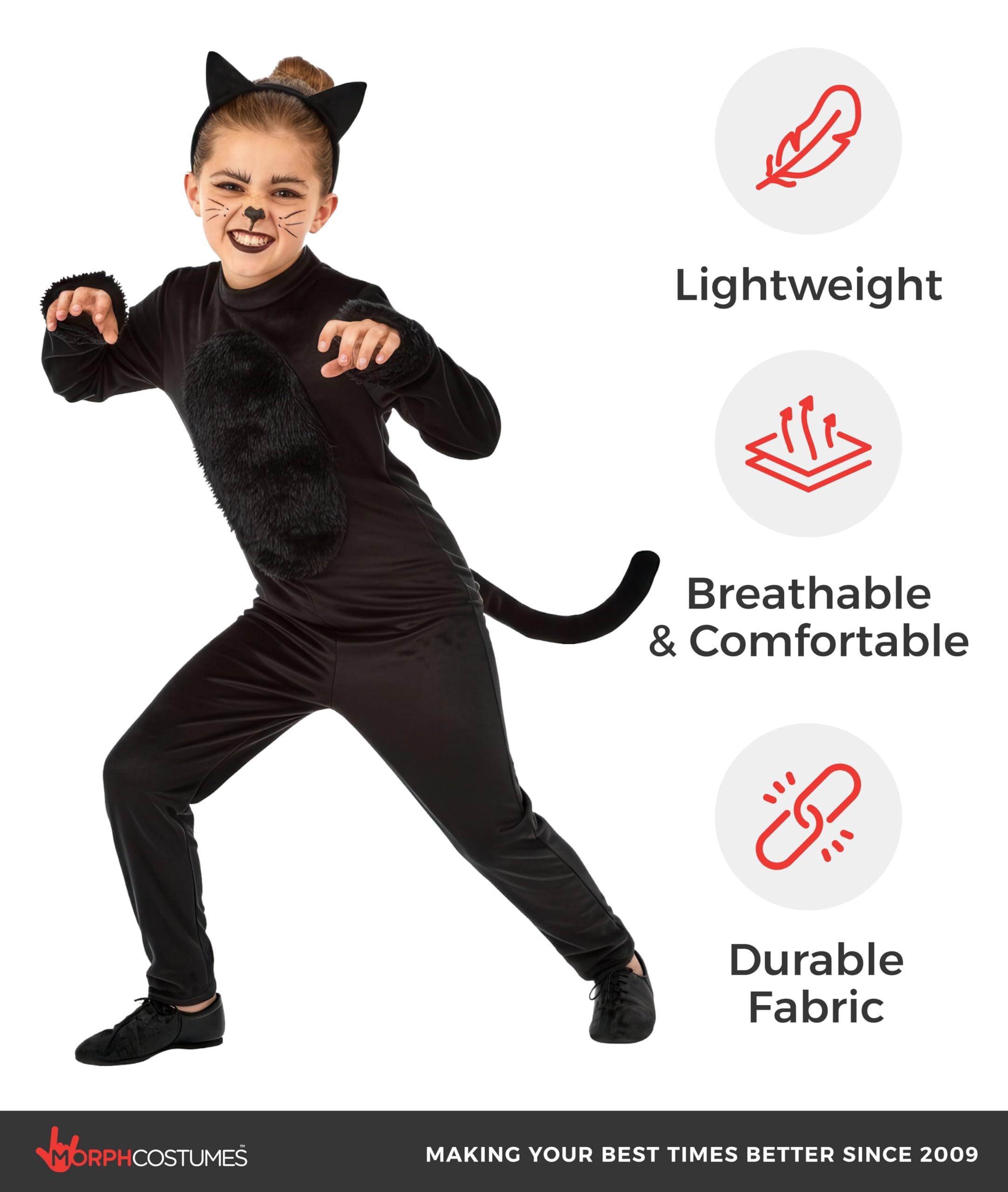 ACWOO Kat cosplay set, 5 stuks kattenkostuum meisjes tutu rok met haarband kattenoren sticker staart vlinderdas voor Halloween, verjaardagsfeest, kostuum, carnaval, cosplay party