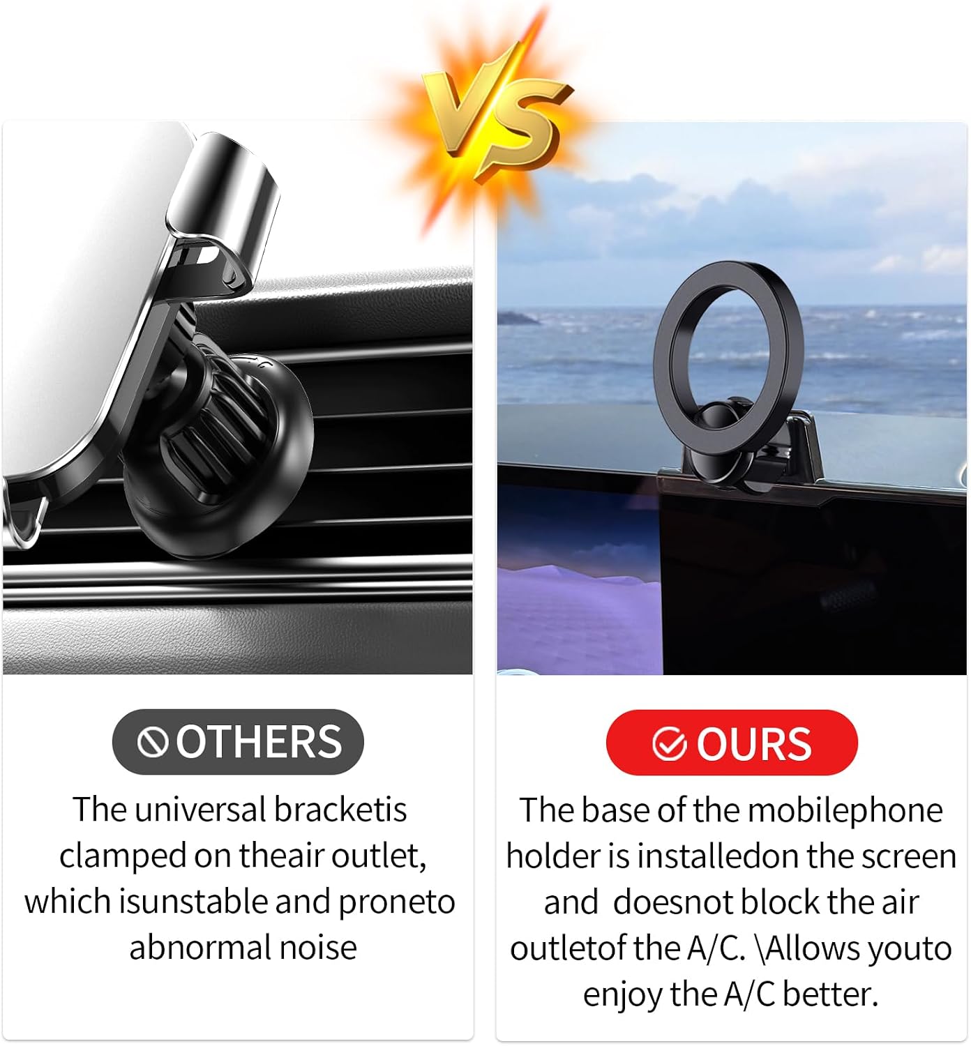Car Phone Holder for 2025 Genesis GV8/G80 27-Inch Screen Fixed Clip, 360° Rotation Phone Mount Compatible with MagSafe, Cell Phone Holder Does Not Affect Air Vent