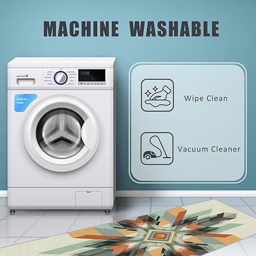 Miniatura 7 de Aztec Runner Rug 2x6 - Hallway Runner Rug Southwest Native American Rustic Boho Ethnic Retro Pattern, Non Slip, Washable, Aztec Home Decor Carpet