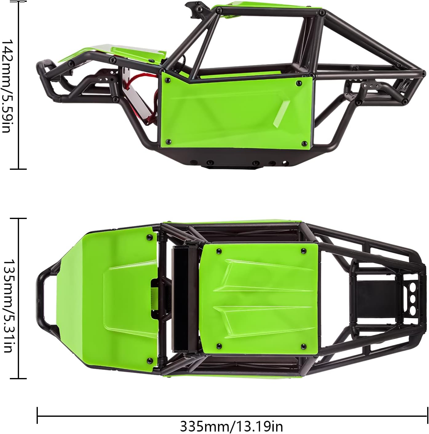 INJORA Nylon Rock Buggy Roll Cage Body Shell Chassis Kit for SCX10 II 90046 UTB10 1/10 RC Crawler Upgrade Parts (Green)