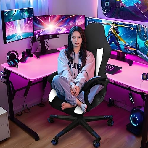 Miniatura 2 de Fundas de silla de juego solamente, funda de asiento de malla elástica suave gruesa transpirable resistente a los arañazos con 2 piezas de fundas