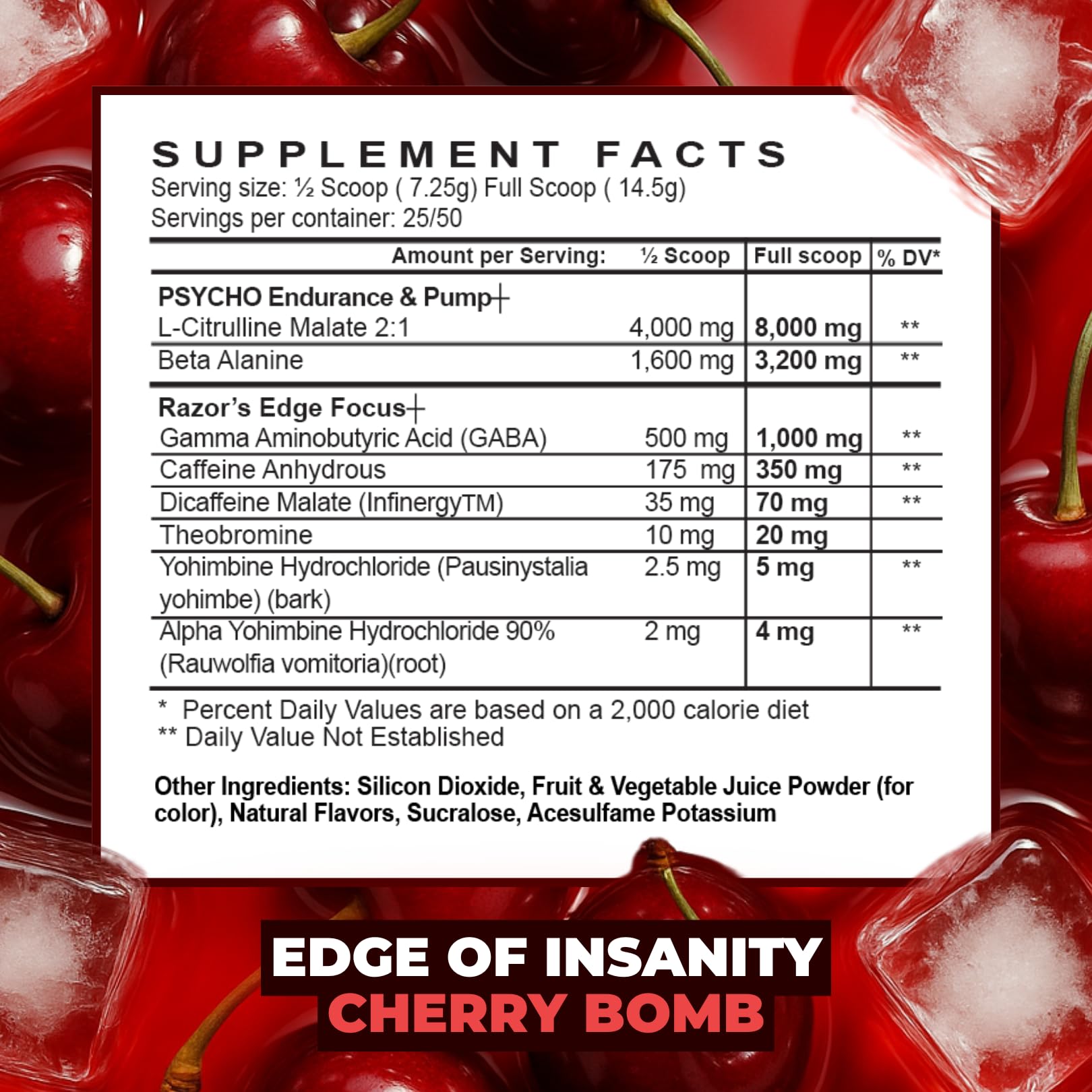 Psycho Pharma Edge of Insanity High-Stim Pre-Workout Powder – Intense Energy, Focus, Strength and Muscle Pumps – Advanced Pre Workout Supplement (Cherry Bomb) — Amazon image 4