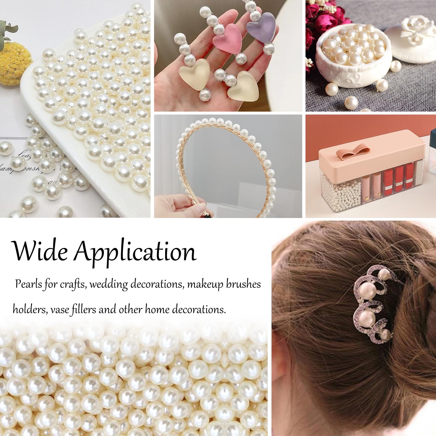 1200pcs Ivory Pearl Beads - 4 Sizes No Hole ABS Pearls For Crafts & Decor - View #4