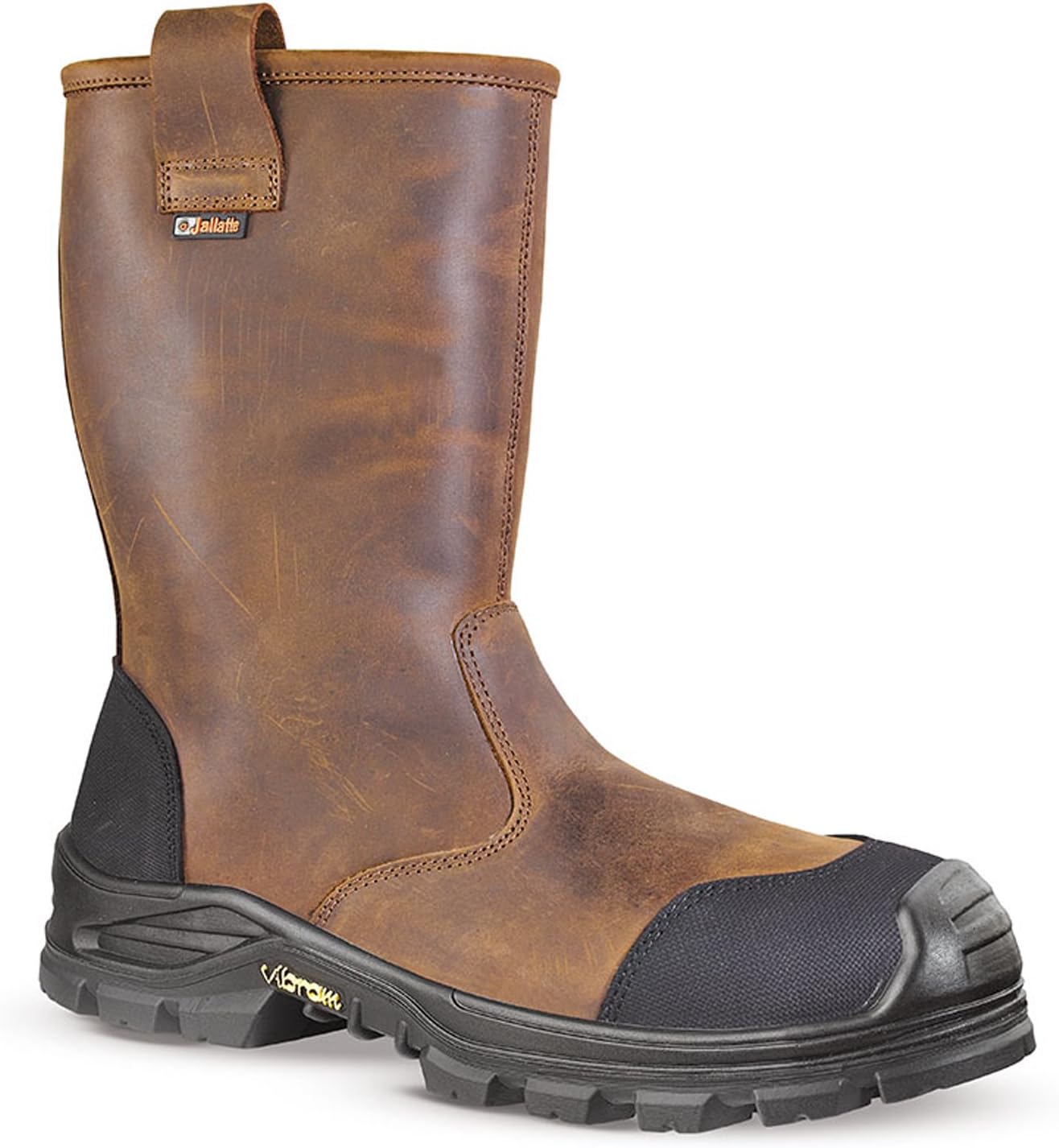 JALLATTE Jalsalix Brown Greasy Leather Mens Vibram Safety S3 Toecap Misole Rigger Boots