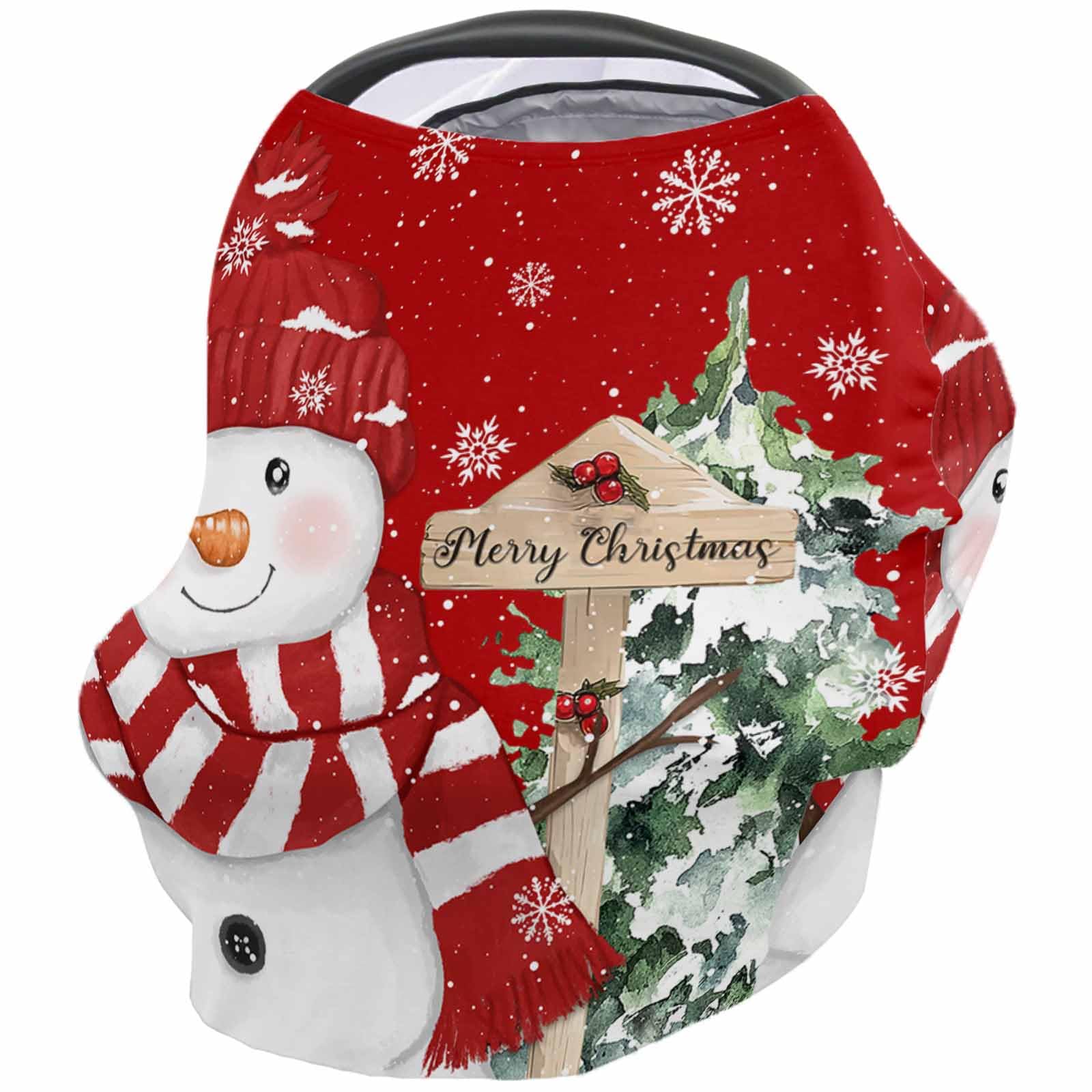 Nursing Cover for Breastfeeding Scarf, Watercolor Christmas Tree Winter Cartoon Snowman Red Baby Car Covers Super Soft Multi Use for Canopy Shopping Cart Cover Blanket Stroller Cover