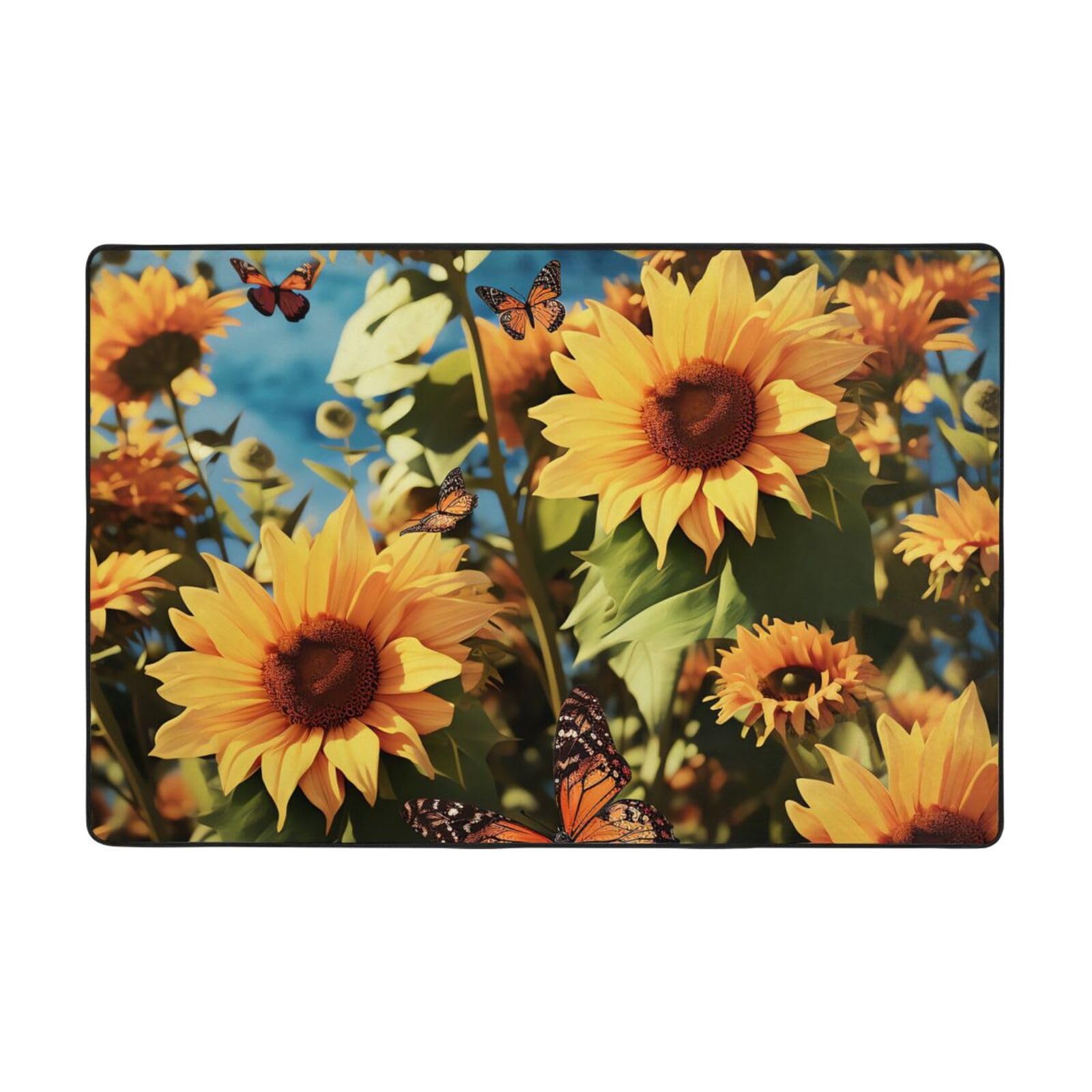 Tapis vintage lavable grand salon chambre décoration intérieur motif papillon