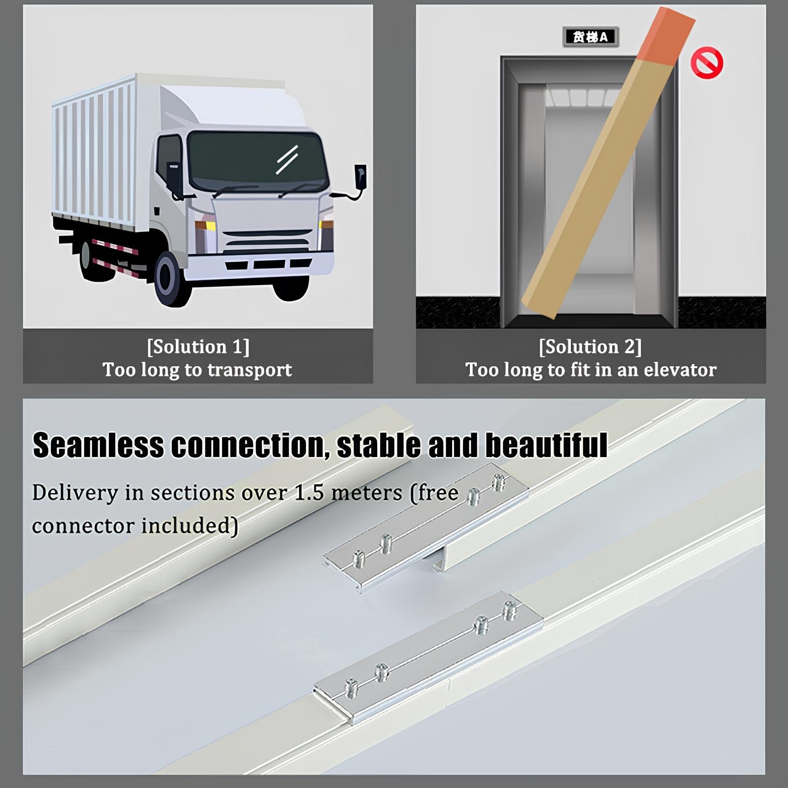 Aluminiowy karnisz, sufit, karnisz, cichy karnisz z rolkami, do biura, salonu, sypialni (biały, A, 1,20 m) - łatwa instalacja i nowoczesny design