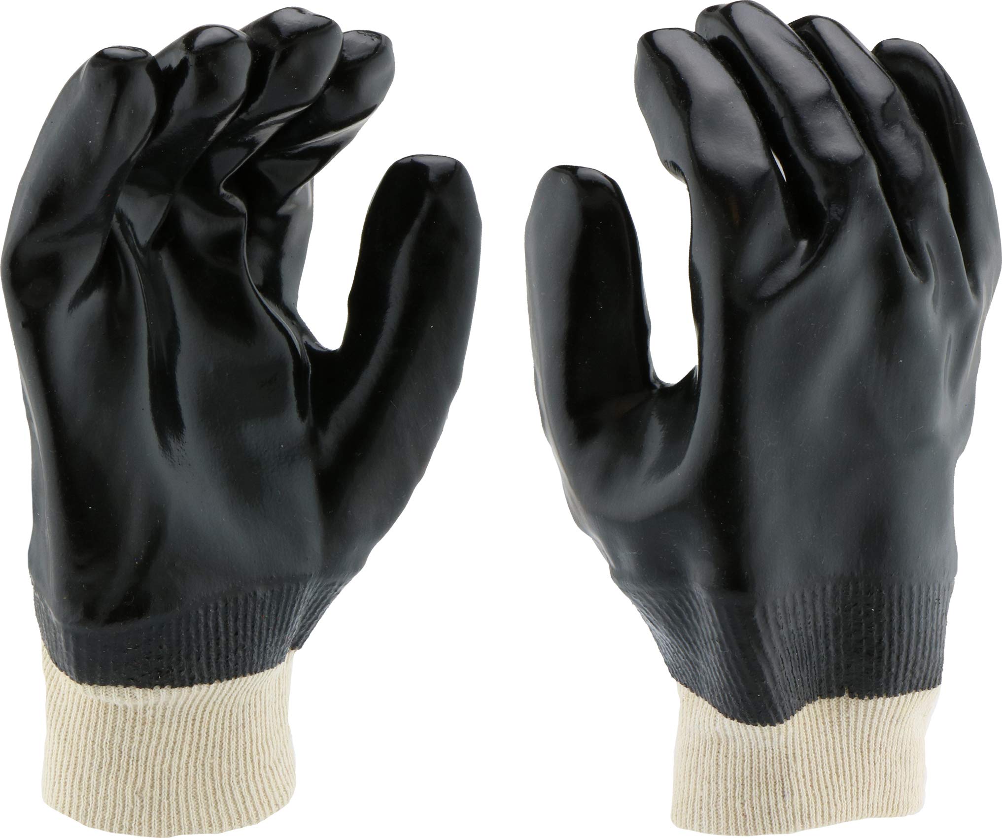 West Chester 12000 con forro de tejido revestido de PVC guante, trabajo, punto de la muñeca, 9 – 5 8 cm de largo, tamaño grande, negro (paquete de 1 par)