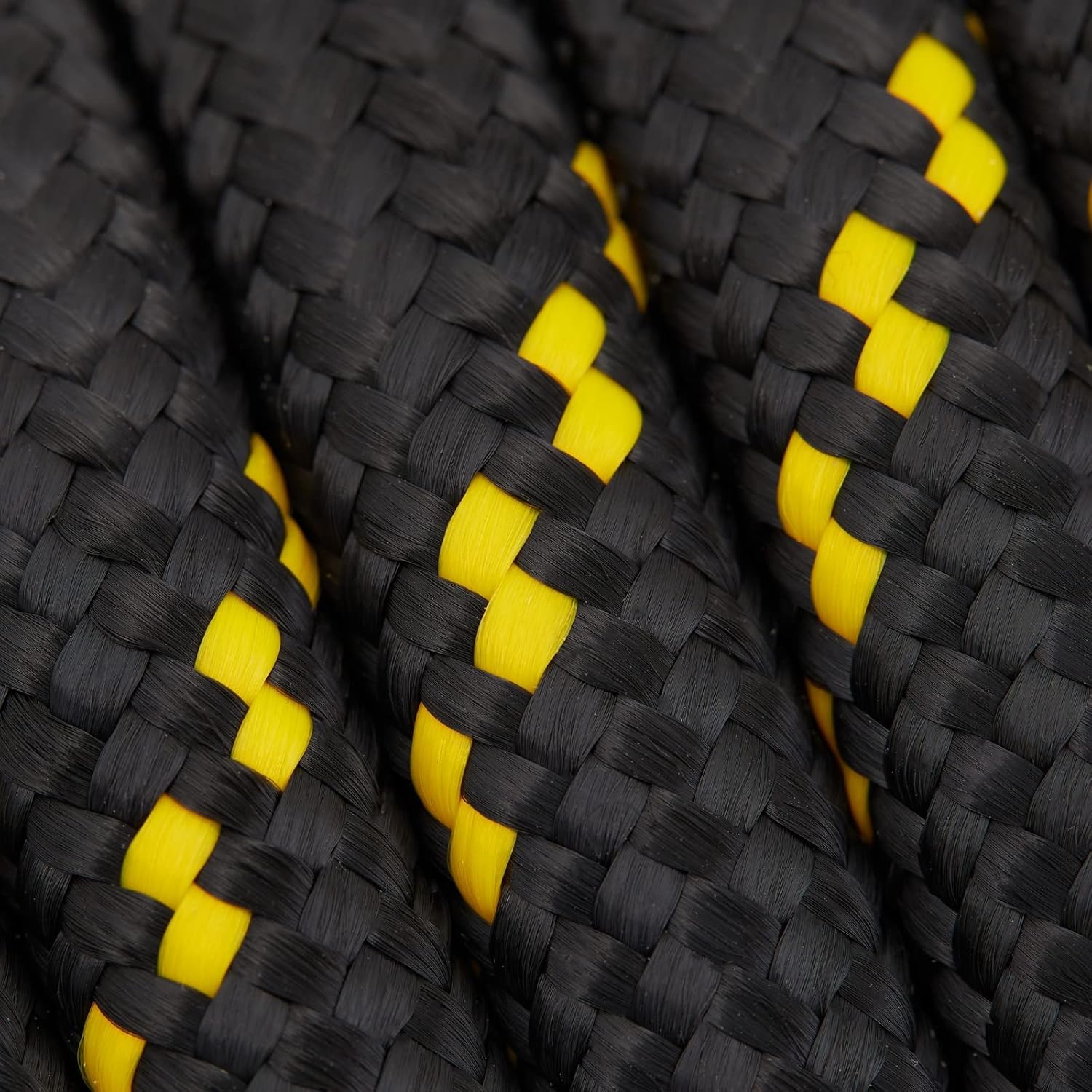 Built Industrial Diamond Braided Rope - 1/2 in x 100 ft, Black & Yellow - Polyester Heavy Duty Rope for Camping, Outdoor Gear & Emergency Tent Setup (Pack of 2)