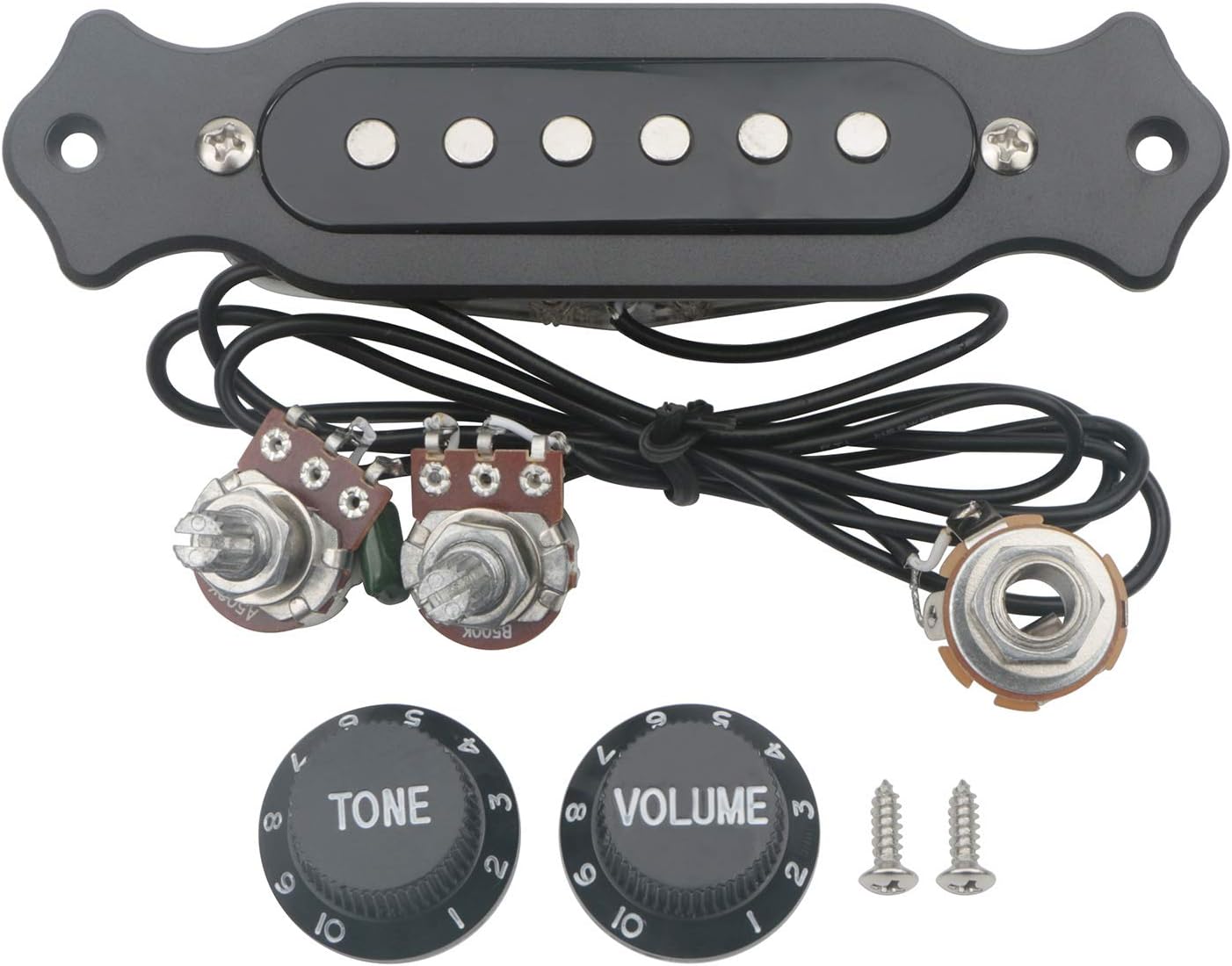 Unxuey Guitar Black 6 String Pre-Wired Sound Hole Single Coil Pickup Pickup Wiring Harness with Volume Controls for Cigar Box