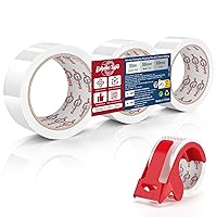 Vista 10 de Cinta de embalaje transparente de 2 pulgadas x 60 yardas, 6 rollos con dispensador, cinta transparente resistente para embalaje seguro, total de 360