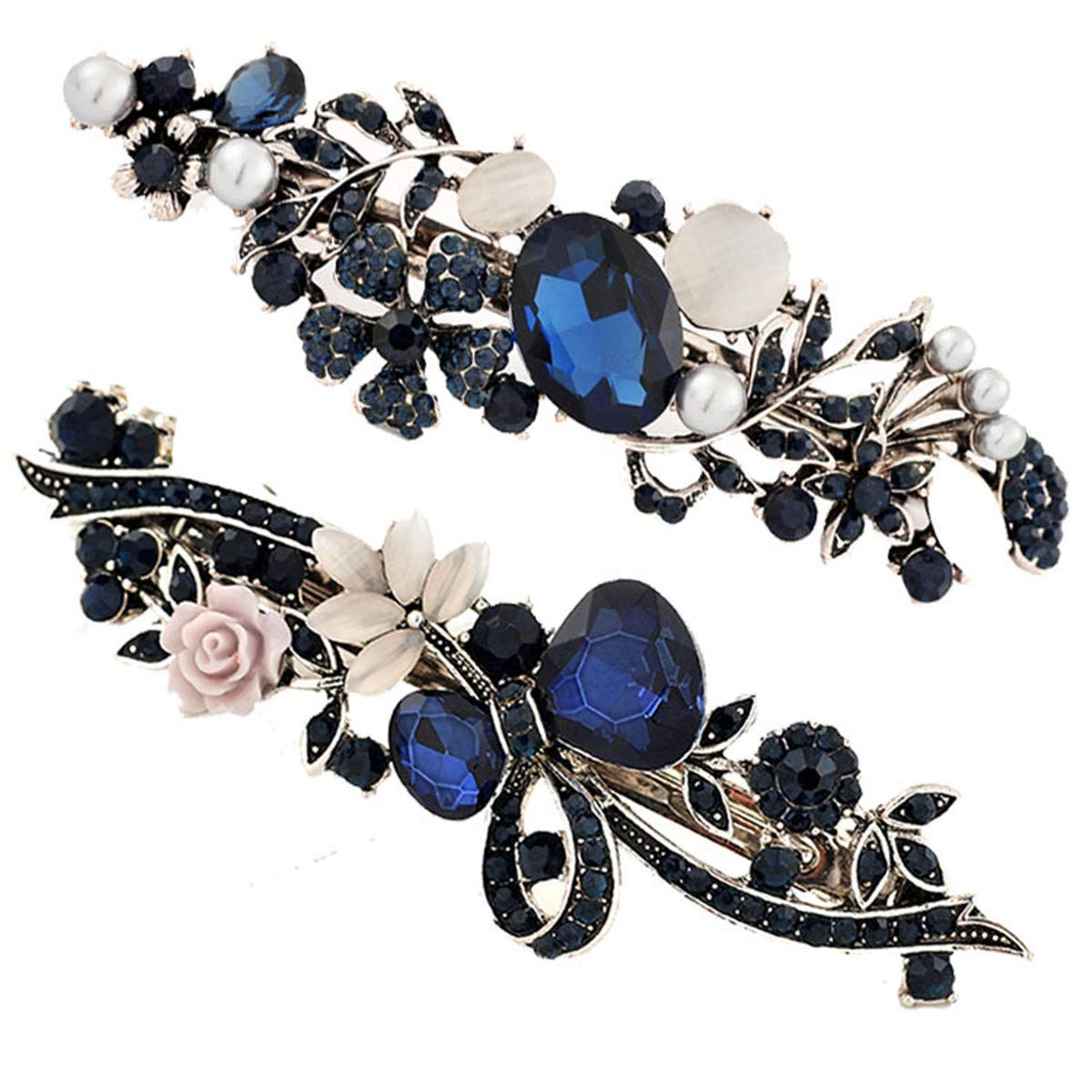 Blumen-Schmetterling Haarspangen - Vintage Strass Design, Französische Krallen, Für Frauen & Mädchen