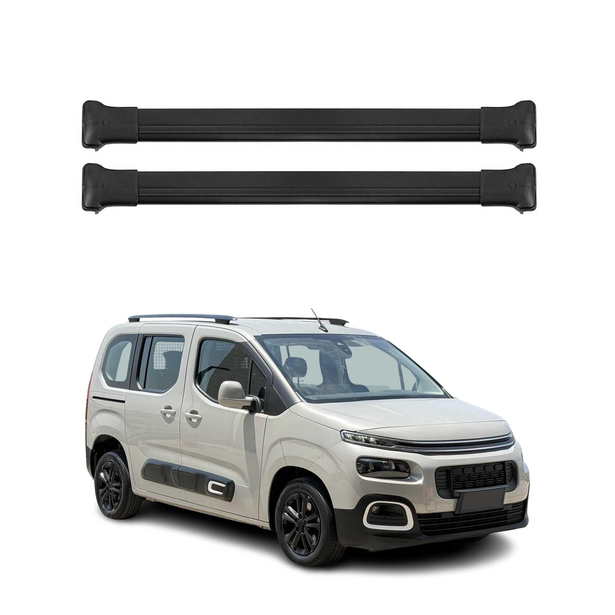 OMAC Barres de Toit en Aluminium pour Citroën Berlingo 2018-2026 – TÜV/DIN 75302:2018 – Charge Max 75 kg – 2 Barres Noir