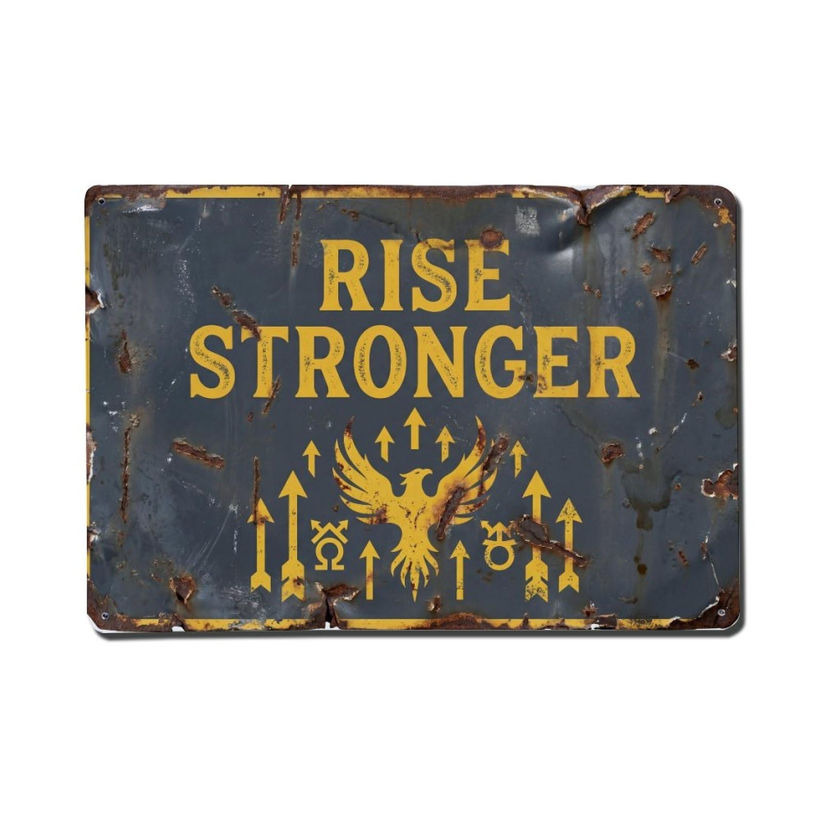 Cmhok Vintage Style Rise Stronger Power Retro Motivational Slogans Metal Tin Sign Wall Decor For Cafe, Club, Garden Metal Poster 8X12inch
