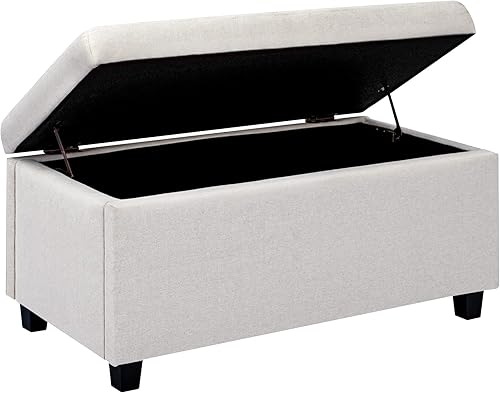 Miniatura 4 de CangLong Otomana tapizada de almacenamiento y banco de entrada para sala de estar, juego de 1, color blanco