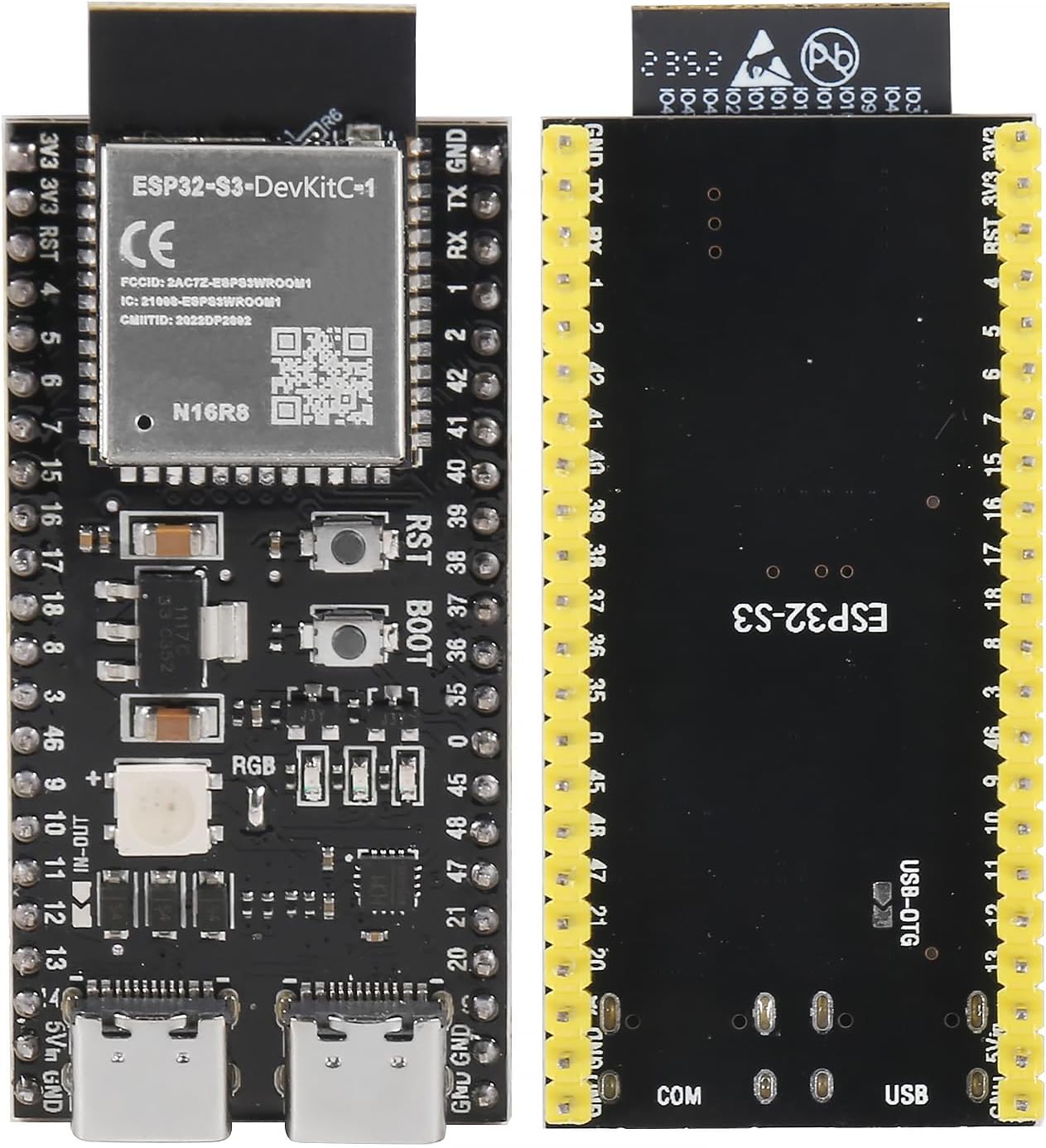 4pcs ESP32-S3-DevKitC-1-N16R8 ESP32-S3 Development Board Wi-Fi + Bluetooth MCU Module Integrates Complete Wi-Fi and BLE Functions for Arduino(Pre-soldered pins)