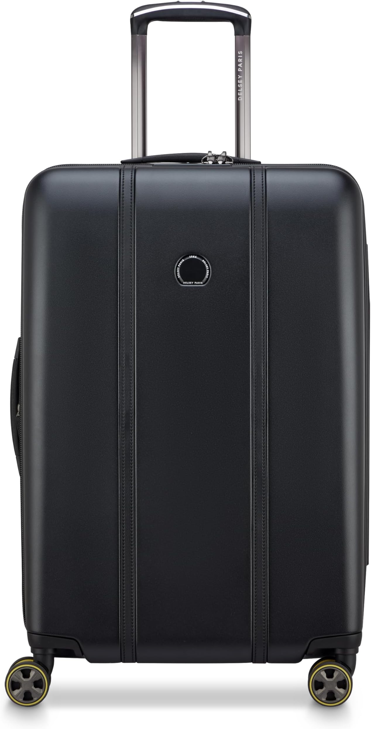 Cadence Hardside Expandable Luggage with Spinner Wheels, Deep Black, Checked Medium 24 Inch