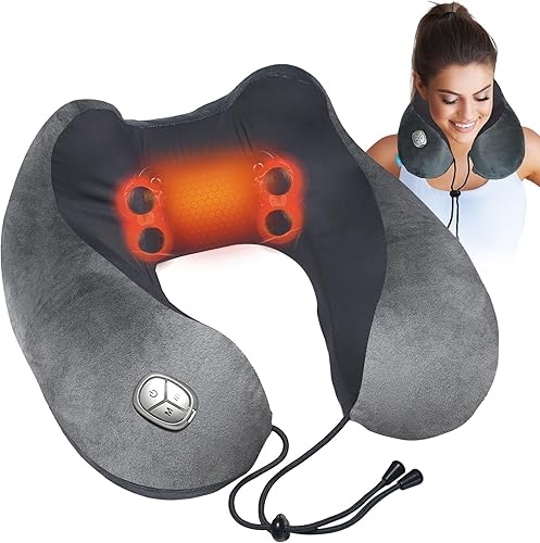 Almohada masajeadora de cuello con calor, elegible para FSA o HSA, masaje de cuello Shiatsu portátil, alivio del dolor de tejido profundo, almohada