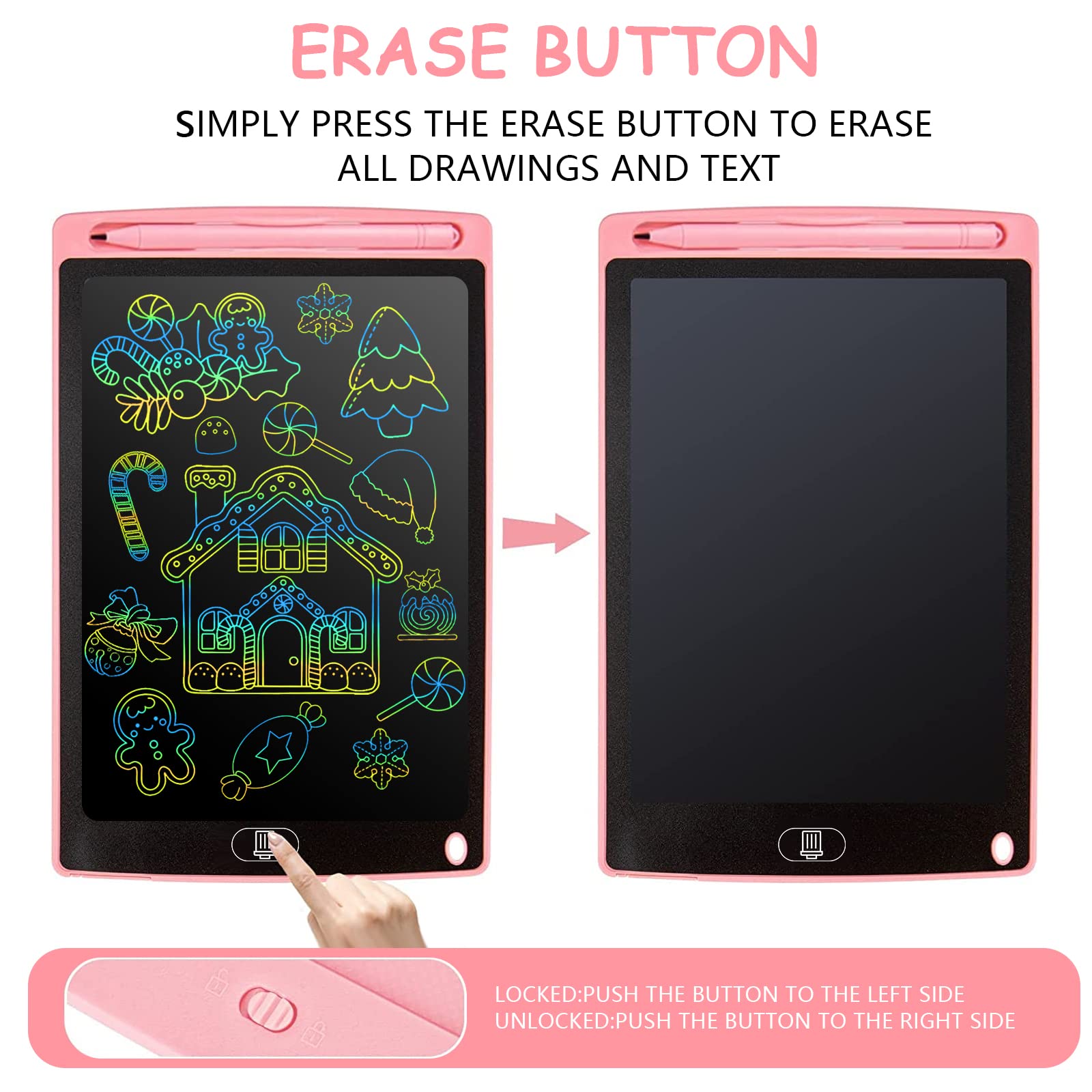 Frasheng Tablette d'écriture LCD colorée 12 Pouces pour Enfants