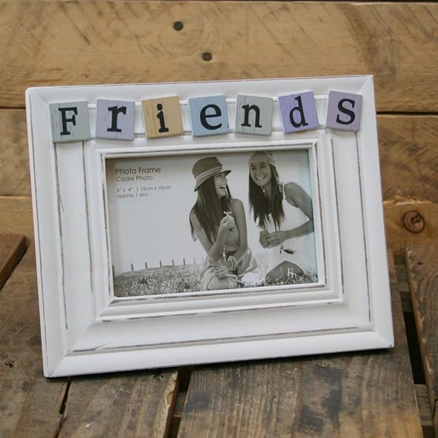 Carousel Home and Gifts 4 X 6 Shabby Chic White Washed Tiled Friends Photo Picture Frame