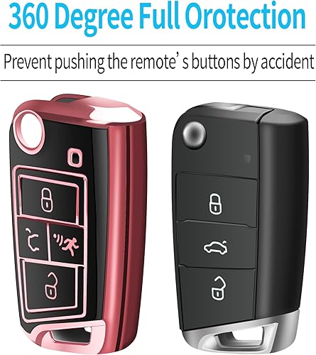 Miniatura 4 de Tukellen Funda para llavero Volkswagen, funda de TPU suave de alta calidad, protección completa, funda para llavero VW Arteon Atlas Golf Jetta