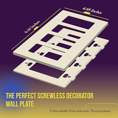 Miniatura 547 de ENERLITES SI8834-BK - Placa de pared decorativa sin tornillos, cubierta de enchufe segura, 4 entradas, 4.68 x 8.30 pulgadas (alto x largo), Negro