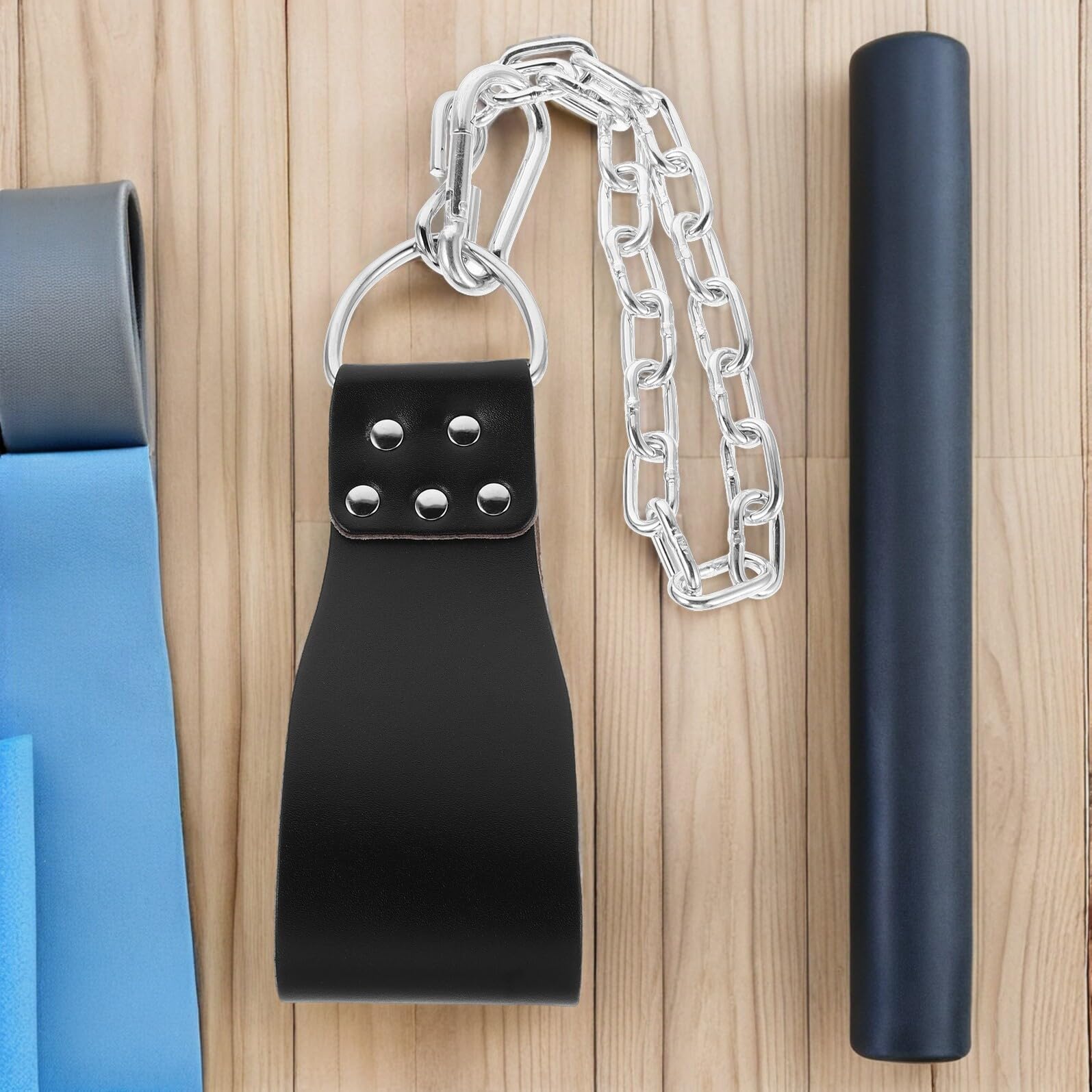 Toyvian Cintura Sollevamento Pesi con Catena in Ferro per Allenamento Muscolare Bodybuilding Palestra Cintura Carico Durevole in Pelle per Squat e Powerlifting