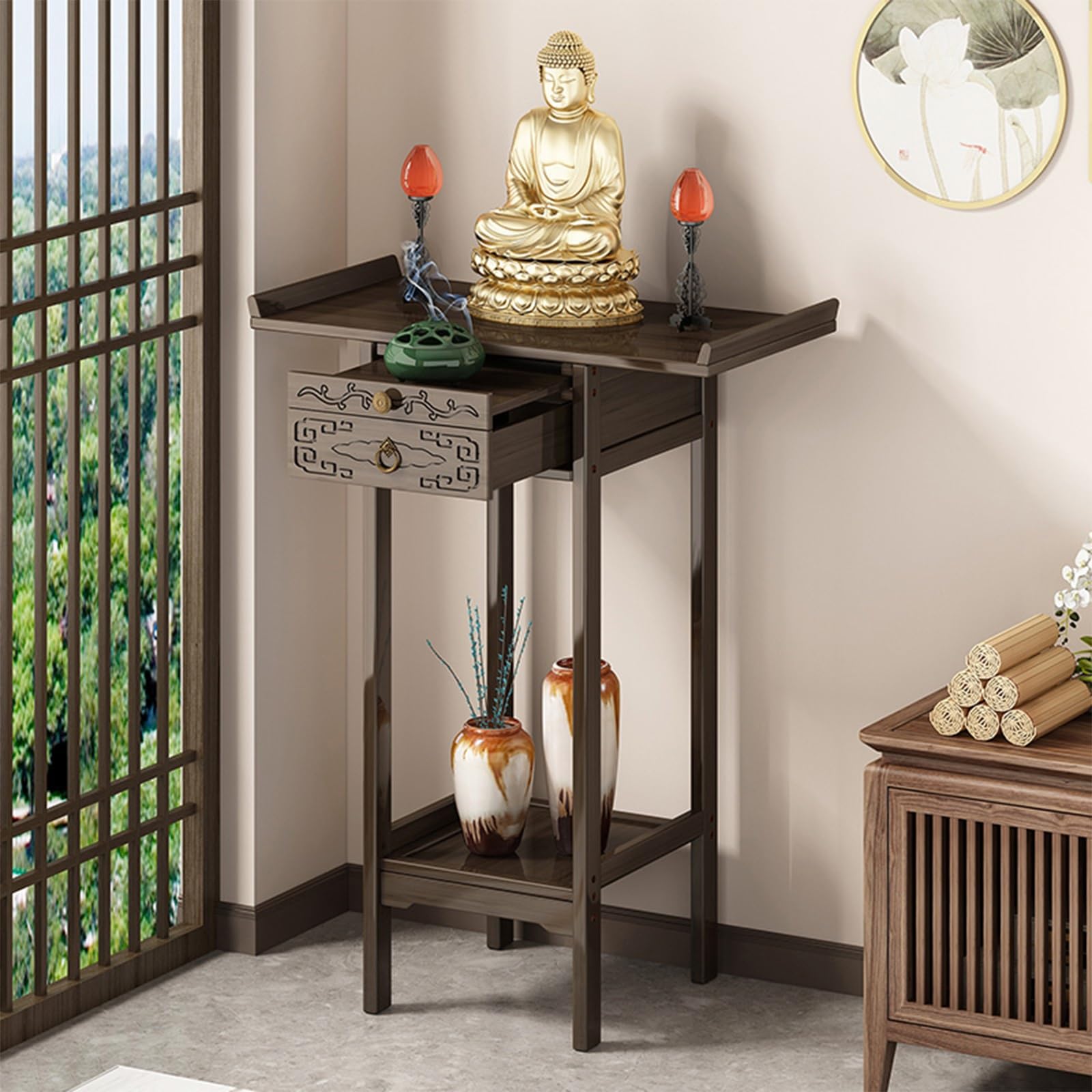 Présentoir Bouddha en bois pour créer un coin zen et spirituel chez soi