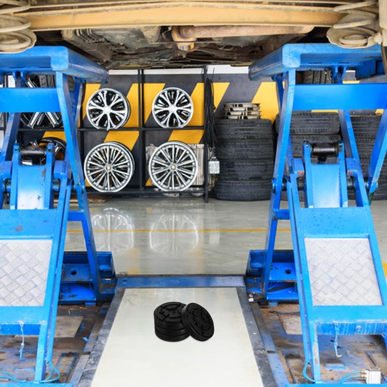 Amosfun Lot de 4 patins en caoutchouc pour élévateurs de voiture - Noir
