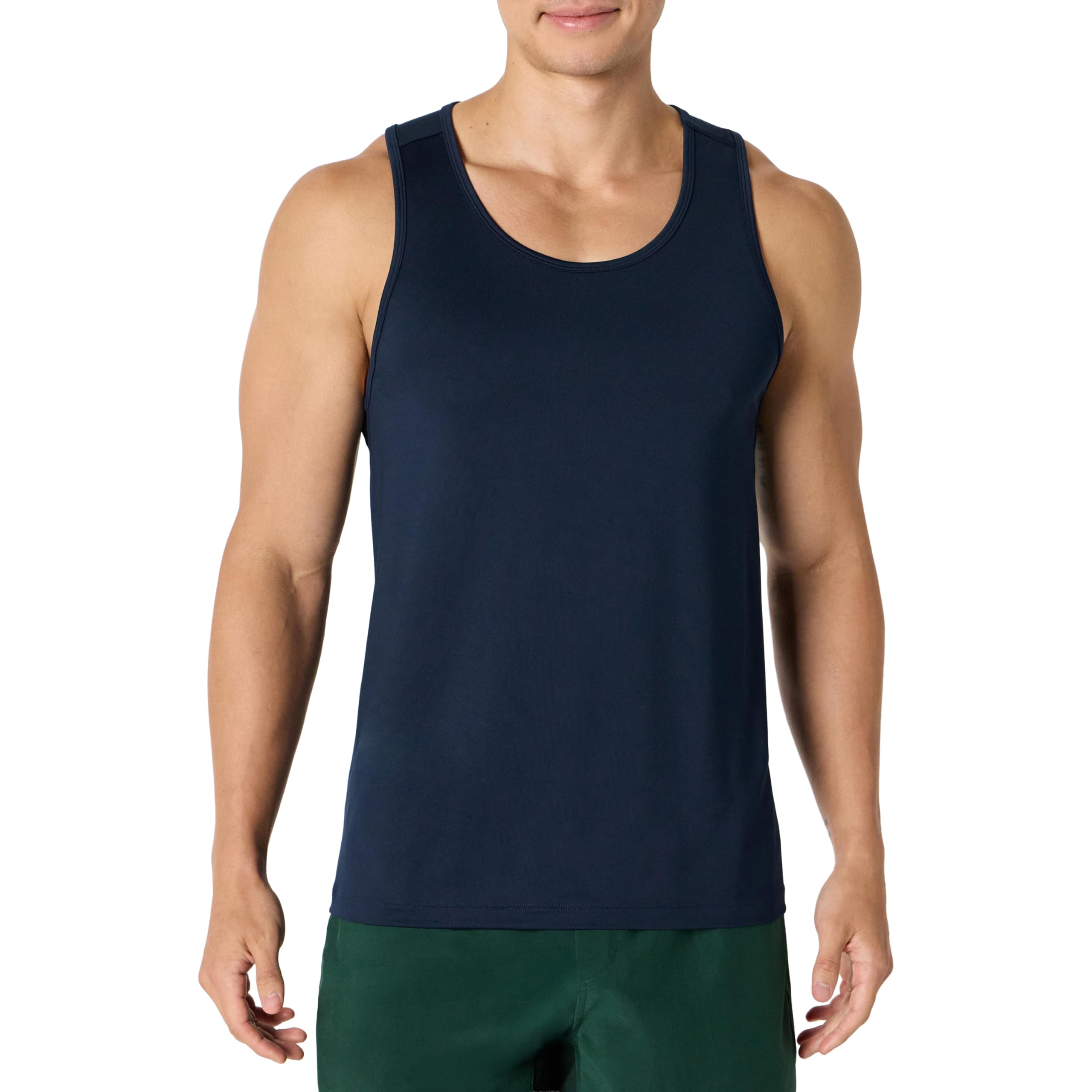 Amazon Essentials Men's Quick-Dry Tech Stretch Active Sleeveless Gym Vest Workout Shirt, Navy, S