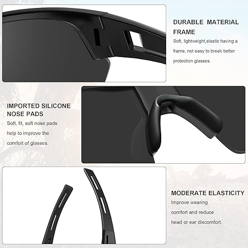 Miniatura 5 de Gafas de seguridad tintadas para hombres y mujeres, gafas de seguridad resistentes a los impactos, protección ocular ANSI Z87.1+ UV400, antiarañazos