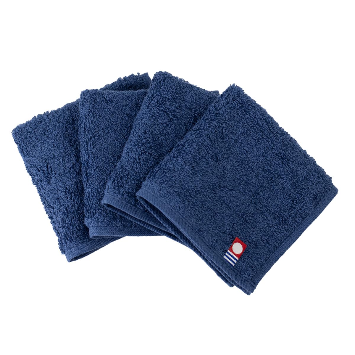 Imabari Cotton Towel Handkerchief Set of 4 Navy 7.9in Pocket Size Japan