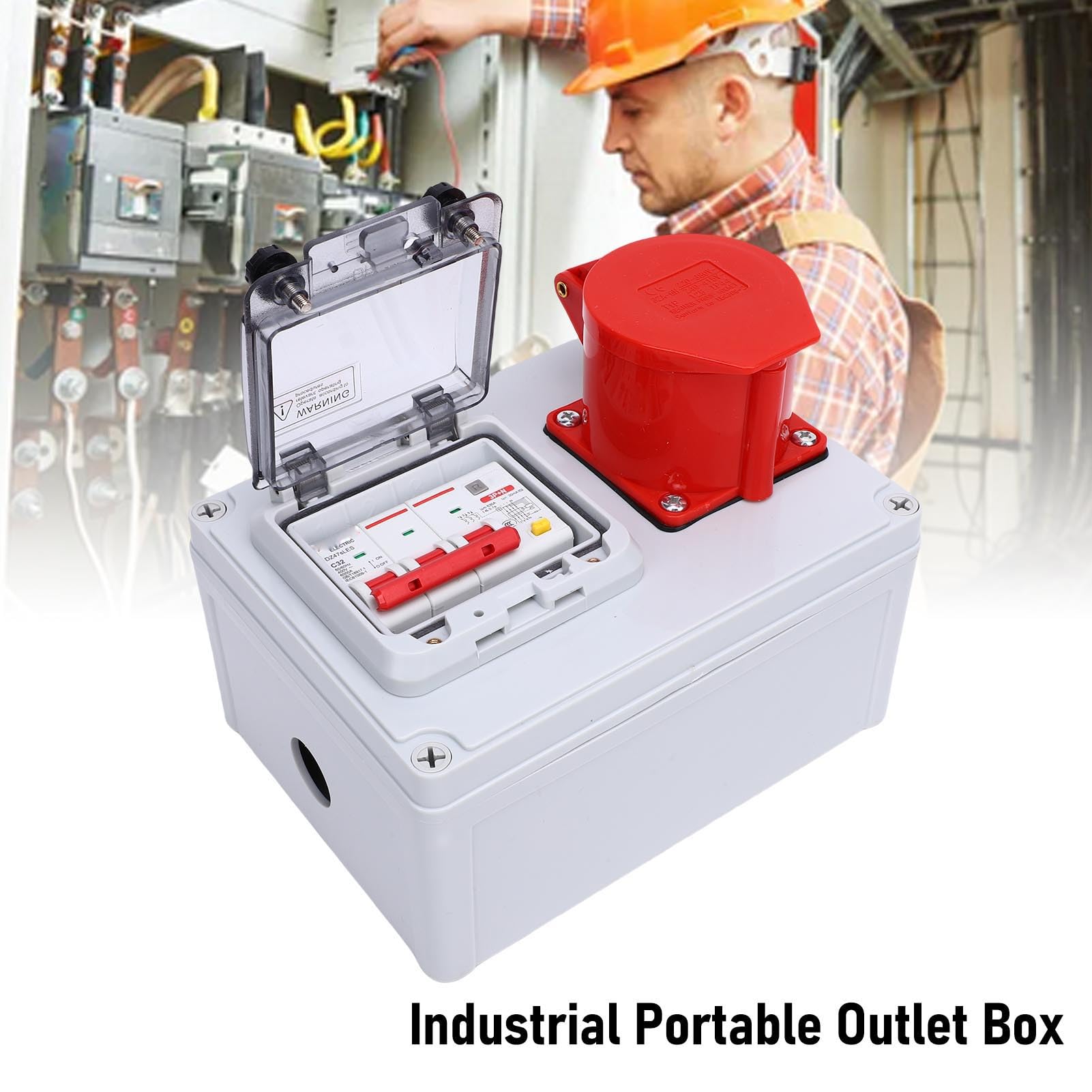 Walfront Caja de Enchufe Industrial Portátil de la Caja de Salida de Interruptores Previos Al Aire Libre a Prueba de Agua para Talleres Fábricas con Mango de Material de PC ABS