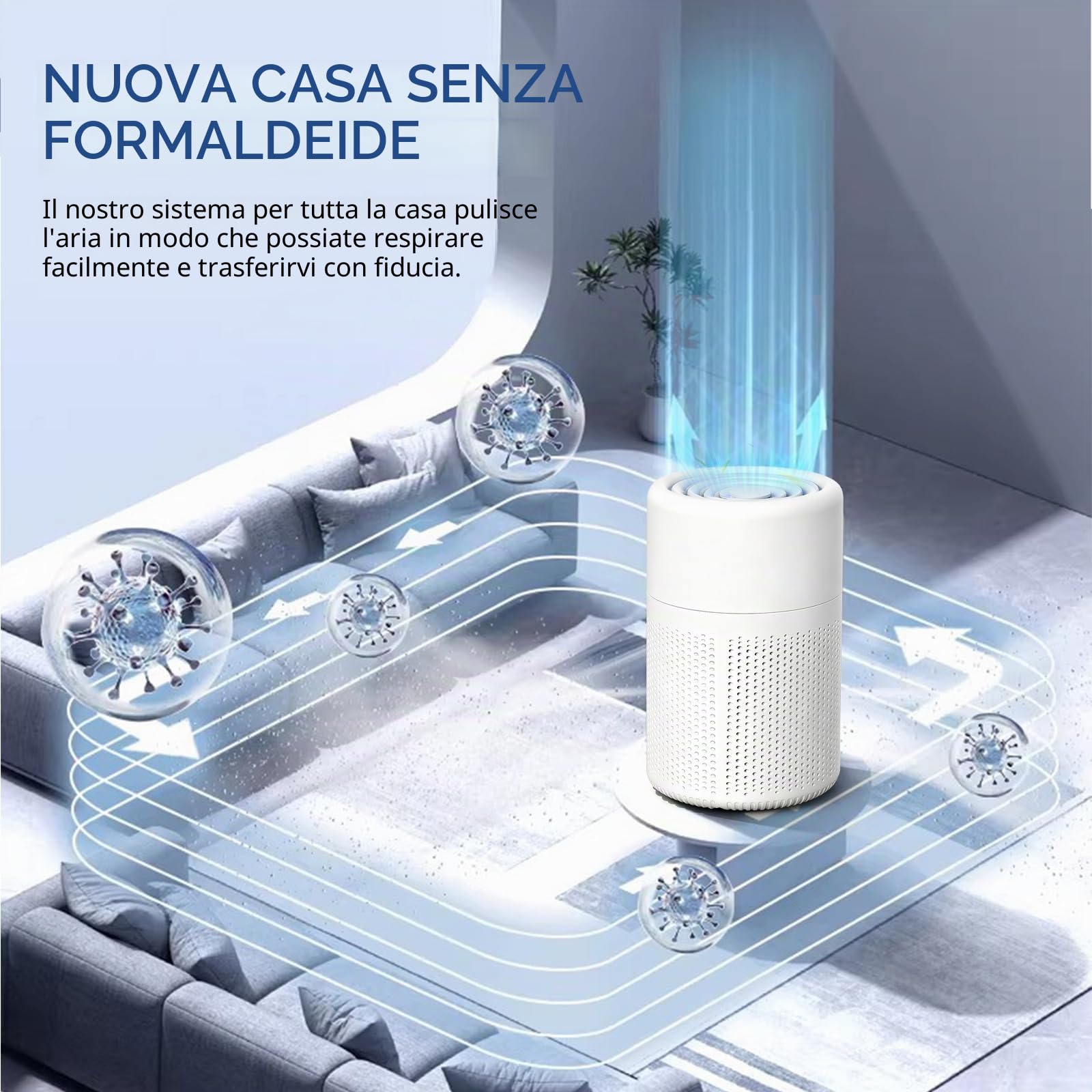 Purificatore d’Aria USB Portatile con Filtro H13 HEPA,Air Cleaner con Doppia Filtrazione Ionica, Silenzioso a Basso Consumo, Design Compatto per Ufficio, Auto,Rimuove Polline Fumo Peli di Animali
