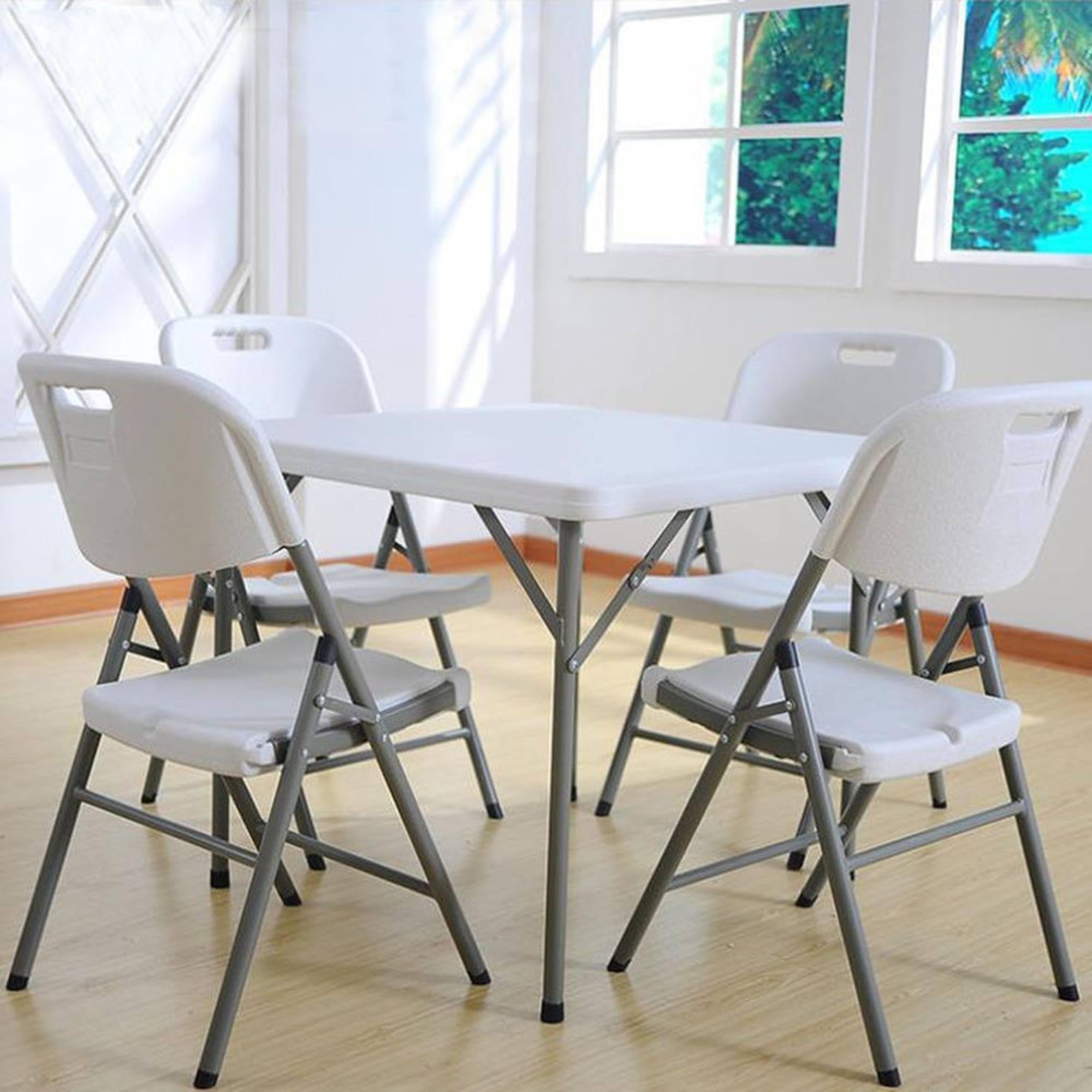 WELL HOME MOBILIARIO & DECORACIÓN Set de 4 Sillas, 5cm Plegable para Exteriores, Blanco, 51x45x85,5