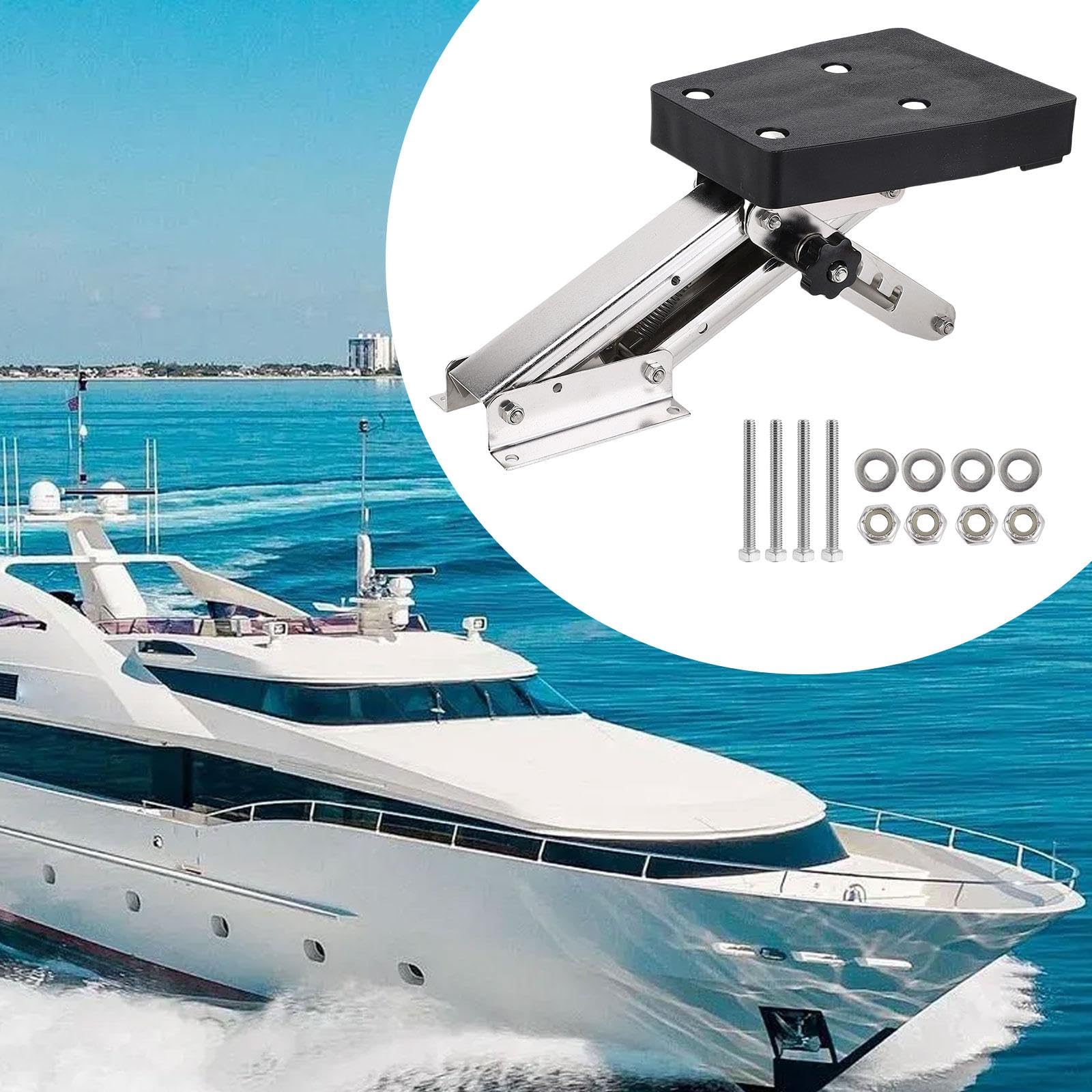 DYNWAVE Outboard Motor Bracket Outboard Motor Bracket Kicker Stable Portable 20HP Stainless Steel Upgrade Boat Outboard Motor Bracket, Black