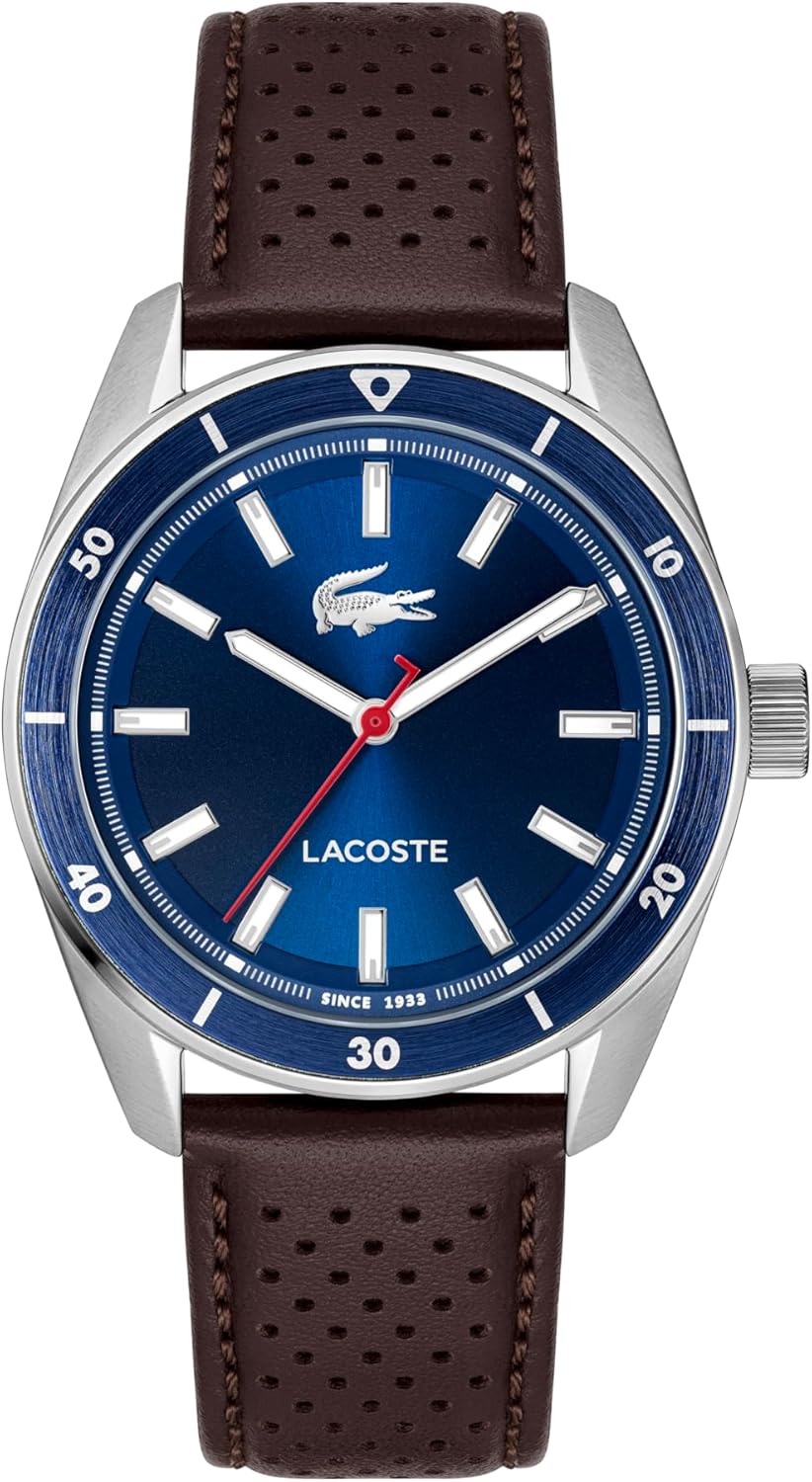 Lacoste Boston Men’s Quartz Watch - Sunray Dial, Aluminum Bezel, Contemporary Three-Hand Design - Modern, Sporty Timepiece - Gift for Him 39mm