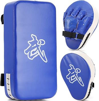 WUWEOT 2-in-1 Punching Mitts Kick Pack Set, Boxing Mitts Focus Pads and Taewondo Kick Pad, Thai Pads Karate Kick Pads, Martial Arts MMA Punching Mitts Kicking Boxing Shield Training for Men Women Gym