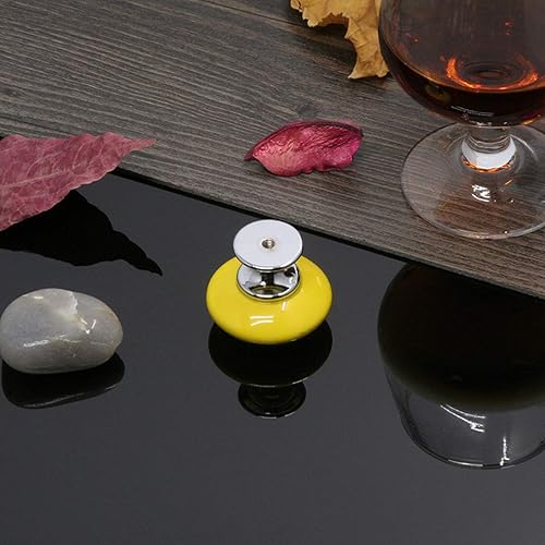 Vista 12 de HUAMULAN 15 pomos de cerámica brillante con botón redondo de hongo, vestidor, tiradores vintage, manijas de puerta, armario, cajón, diámetro de 1.5