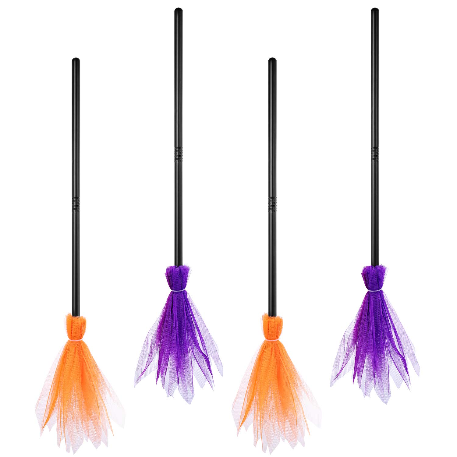 Skylety 4 Pieces Halloween Witch Broomstick Decoration Witch Broom Haunted Dancing Broom Halloween Plastic Flying Broom Stick Witches Wizard Costume for Halloween Costume Props