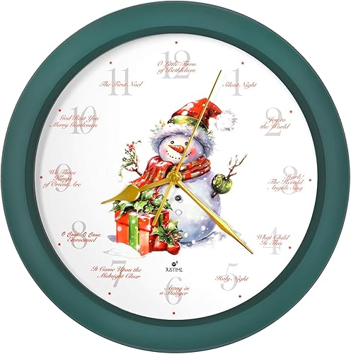 Vista 87 de JUSTIME Reloj de pared de caoba de 14 pulgadas con 12 villancicos de Navidad, elegancia atemporal Wsh Caoba