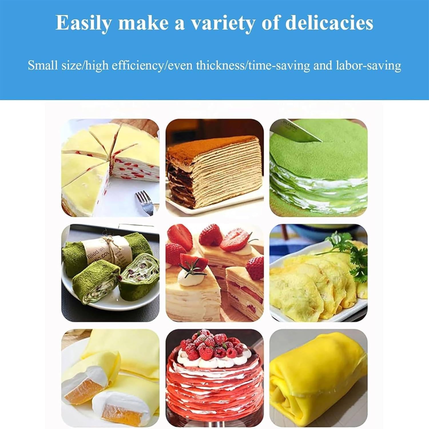 Macchina per crepes commerciale, macchina per crosta di torta completamente automatica, con nastro trasportatore, velocità regolabile e temperatura da 0 a 200 °C, riscaldamento uniforme, efficienza: