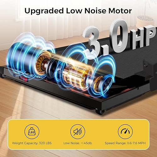 Miniatura 5 de Treadmill with Handles, Walking Treadmills for Home Small Spaces, 3.0HP Walking Pad Treadmills with Handle Bar & LED Display, Treadmill with Desk