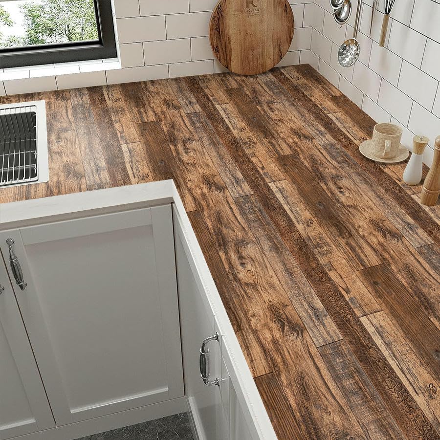 Papier peint autocollant rénovation meuble rétro bois marron